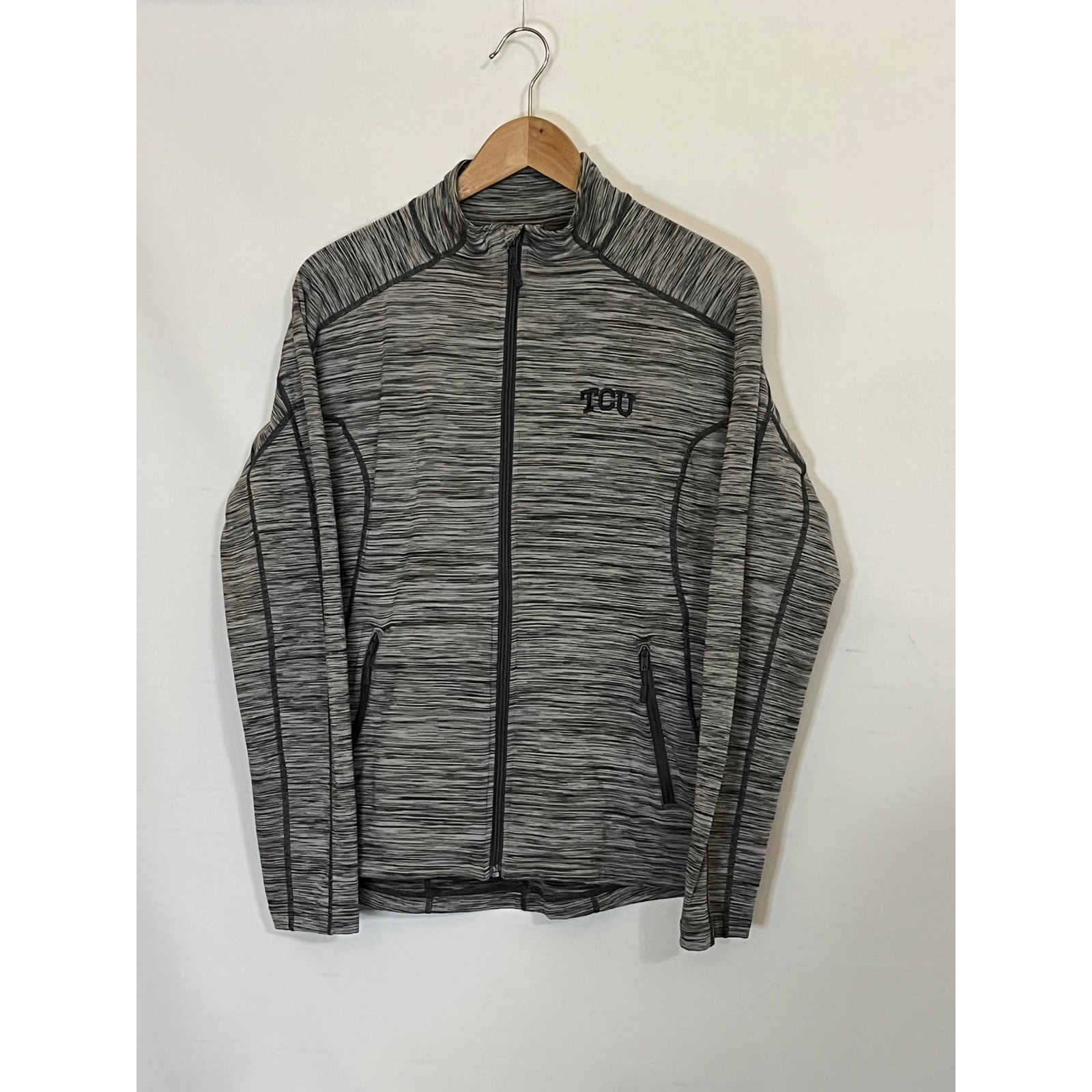 Tcu Horned Frogs Levelwear Women's Full Zip Jacket Gray Size Large Pre-Owned